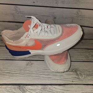 Nike Shoes Womens 8 Orange Blue Waffle One SE Low Swoosh Suede Running